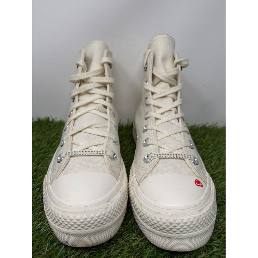 Converse Chuck Taylor All Star Platform High Top Shoes Women's 7 White Y2K Heart - Picture 3 of 8